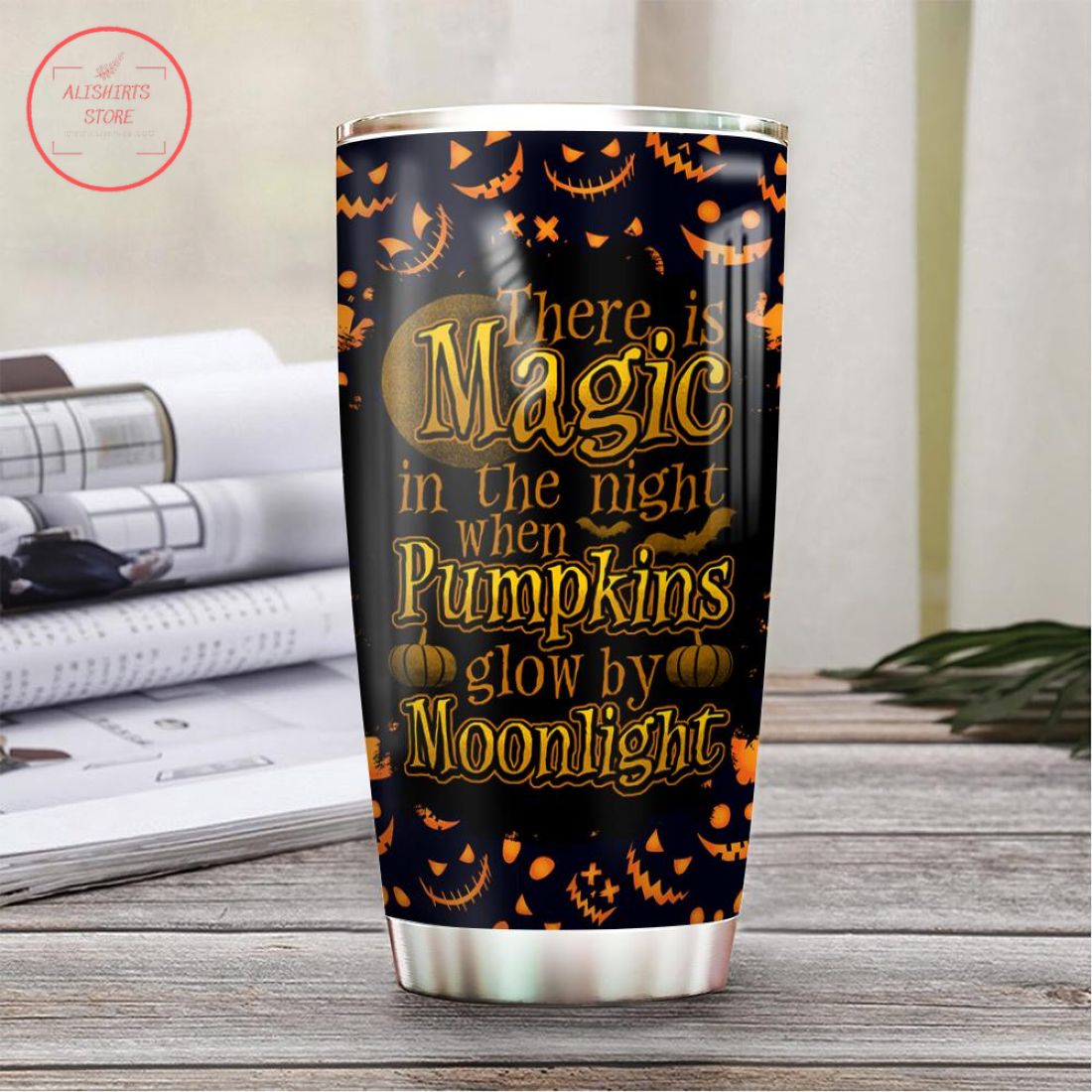 Magic Moonlight Scary Pumpkin Halloween Tumbler