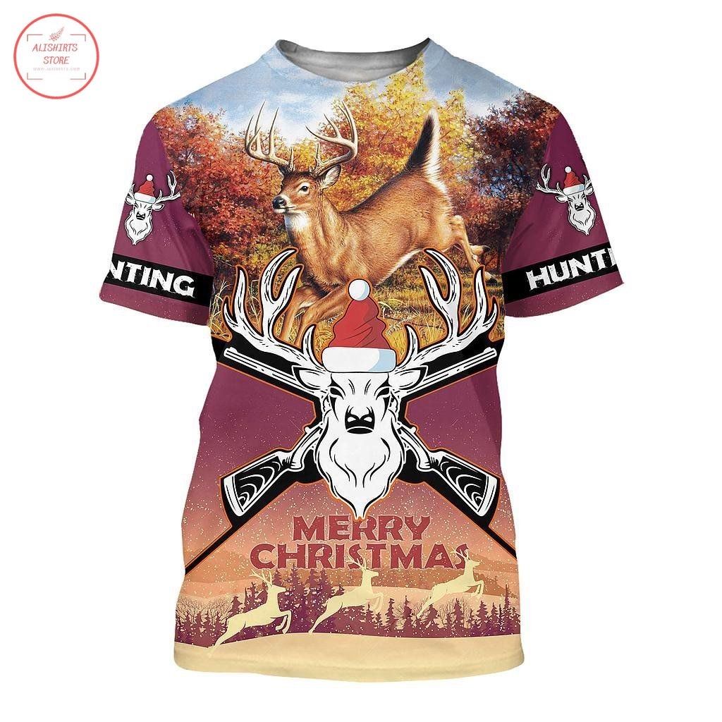 Merry Christmas Deer Hunting T-Shirt and Hoodie