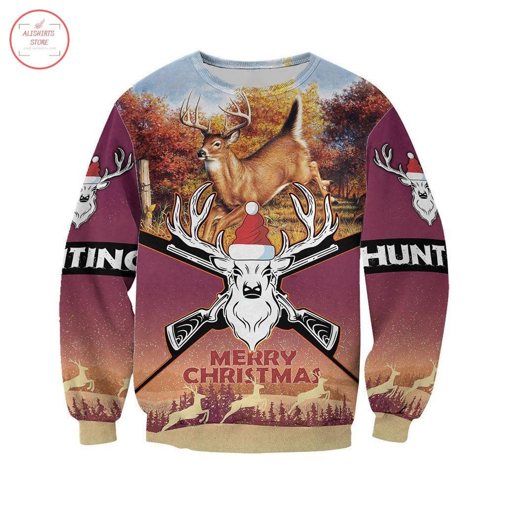 Merry Christmas Deer Hunting T-Shirt and Hoodie