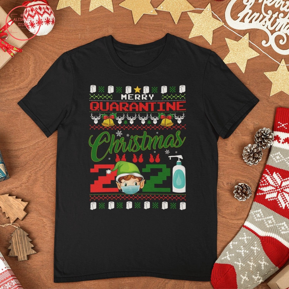 Merry Quarantine Christmas 2021 Funny T-Shirt