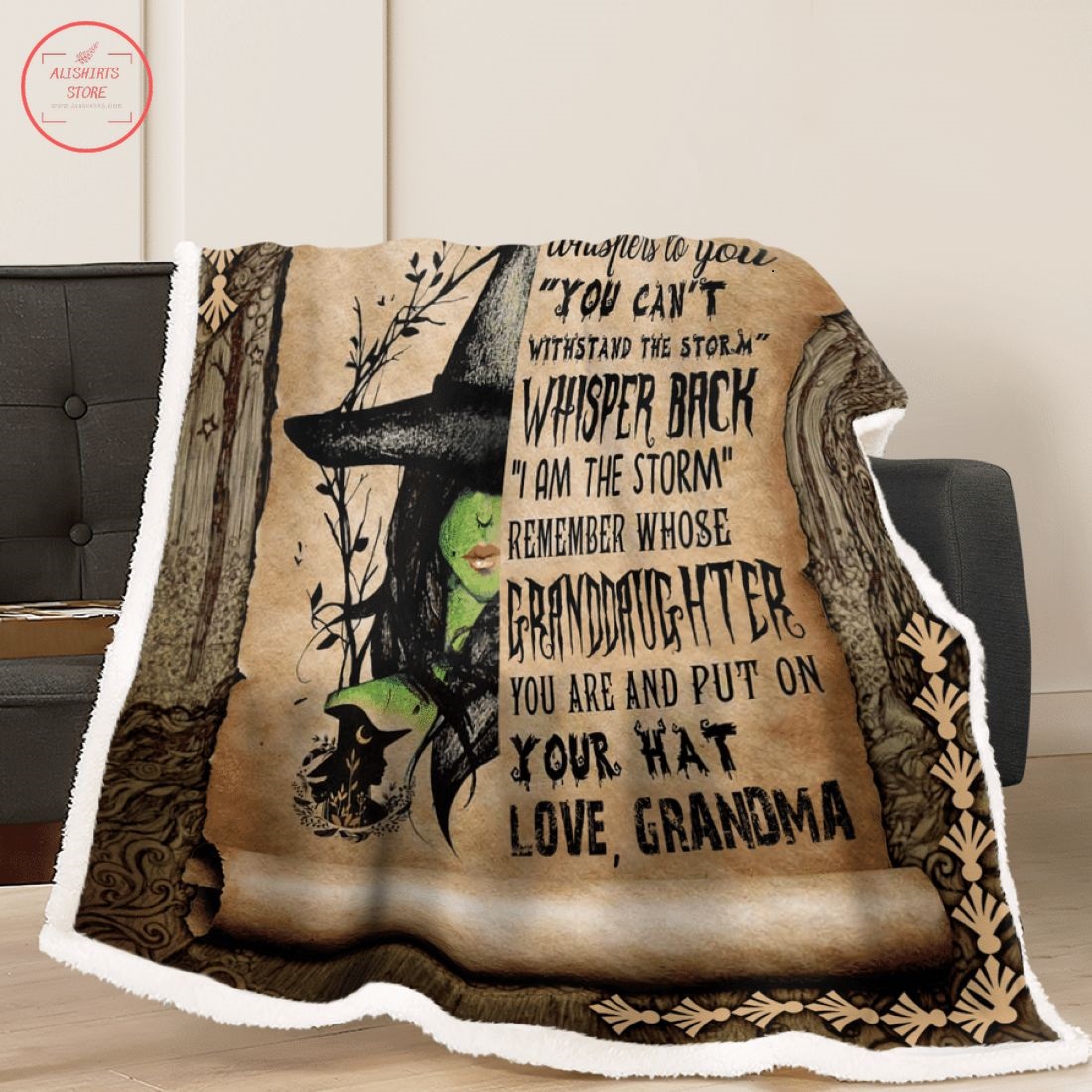 My Dear Granddaughter Witch Halloween Fleece Blanket