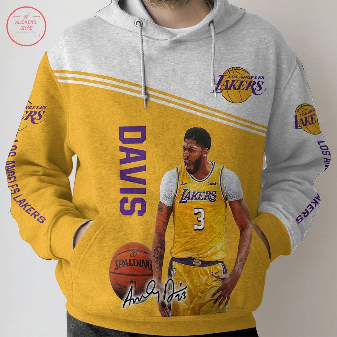 NBA Los Angeles Lakers Anthony Davis 3D Hoodie