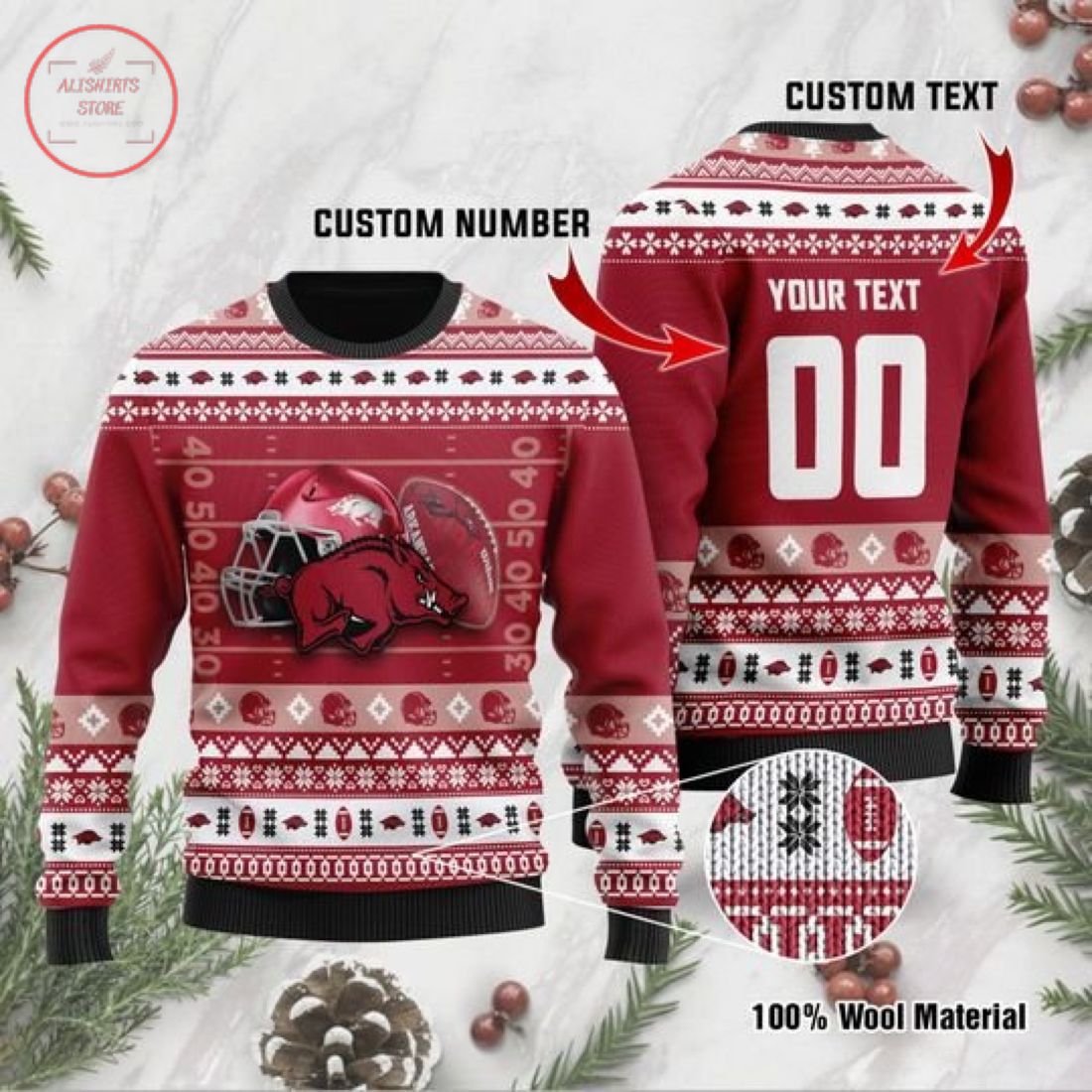 NCAA Arkansas Razorbacks Custom Ugly Christmas Sweater