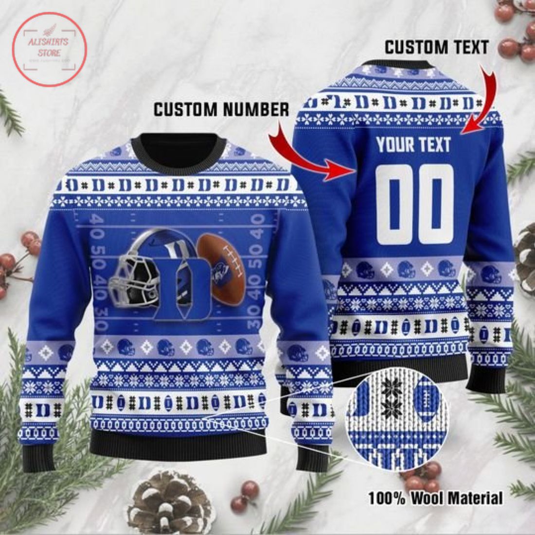 NCAA Duke Blue Devils Custom Ugly Christmas Sweater
