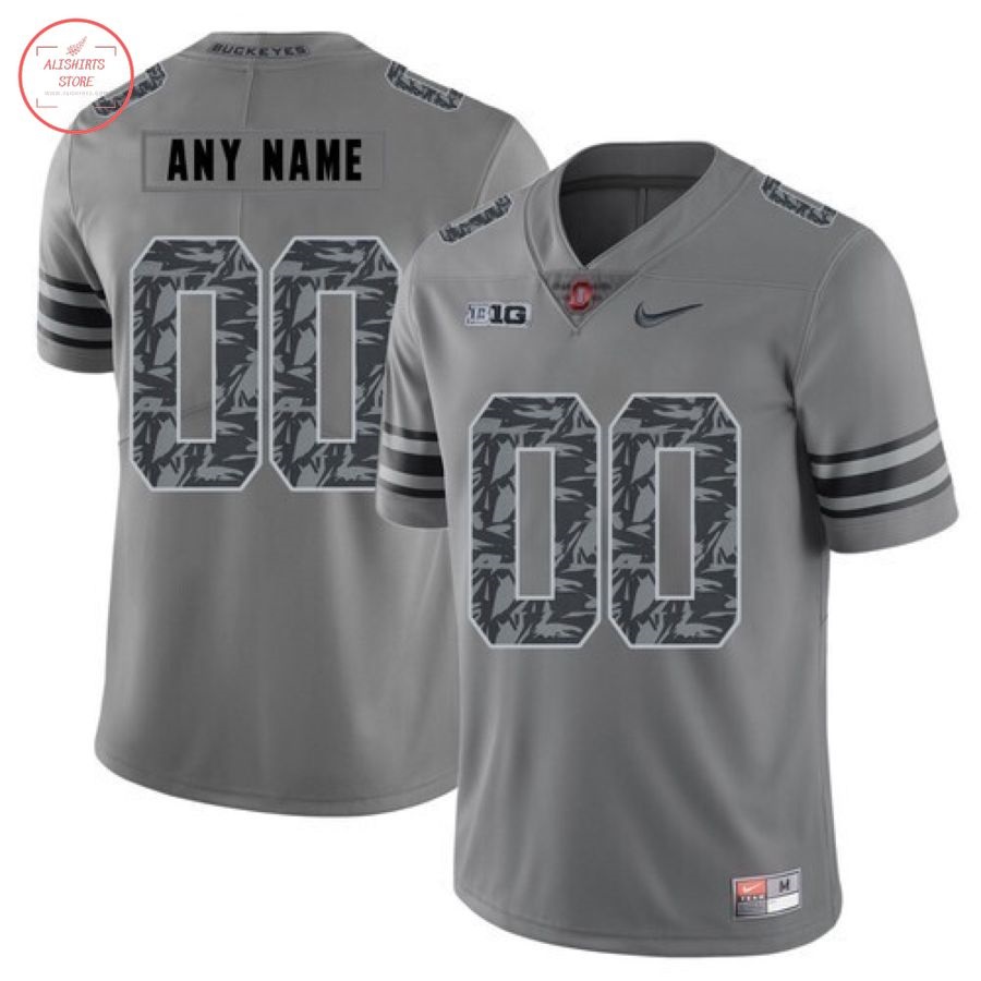 NCAA Ohio State Buckeyes Custom Gray Football Jersey