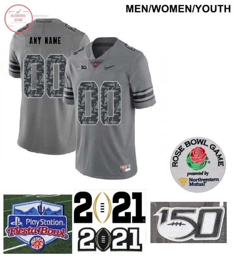 NCAA Ohio State Buckeyes Custom Gray Football Jersey