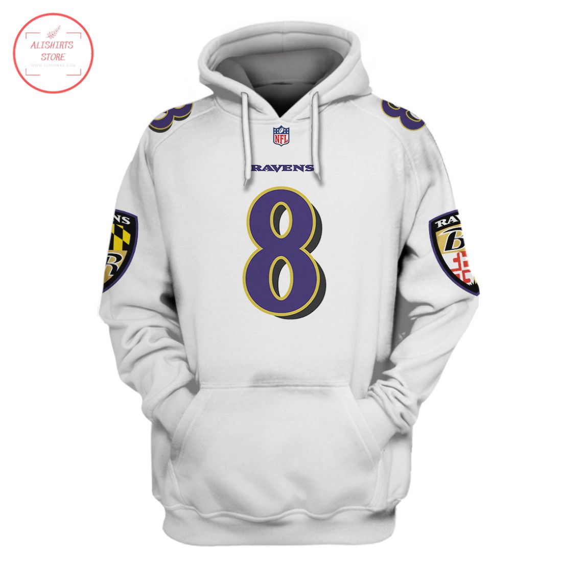 NFL Baltimore Ravens Jackson White Shirt and Hoodie