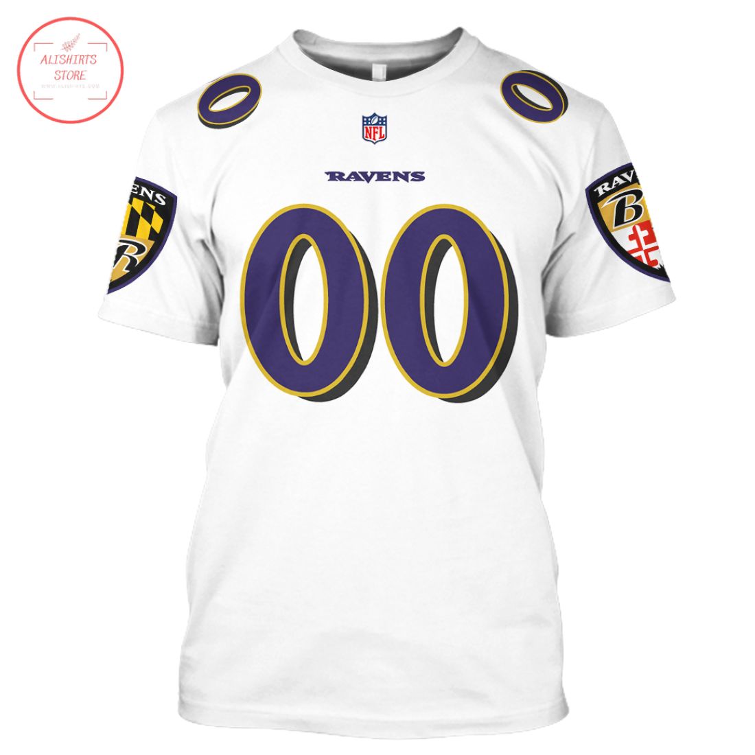 NFL Baltimore Ravens Personalized White Shirt and Hoodie