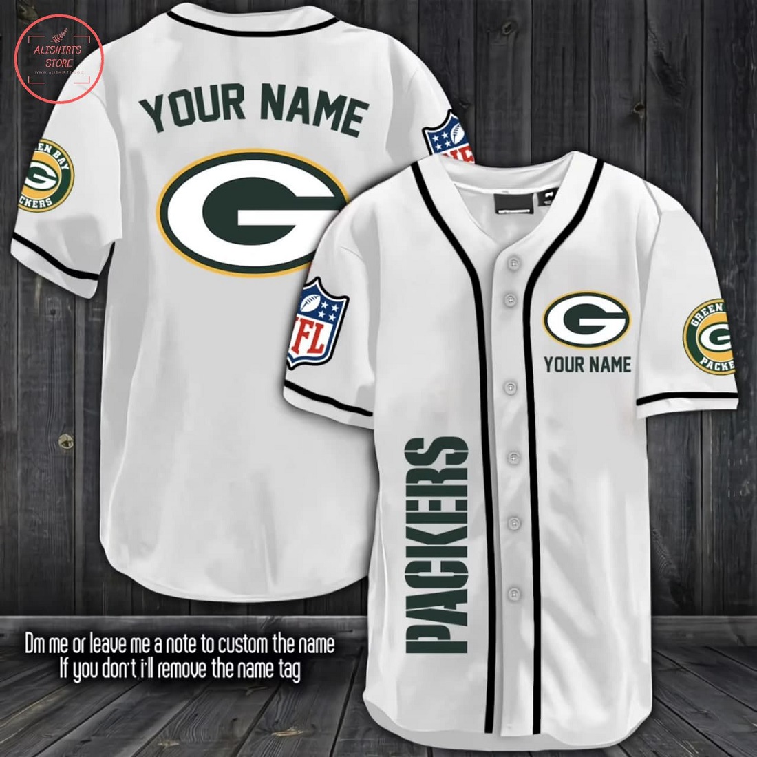 NFL Green Bay Packers Personalized Baseball Jersey