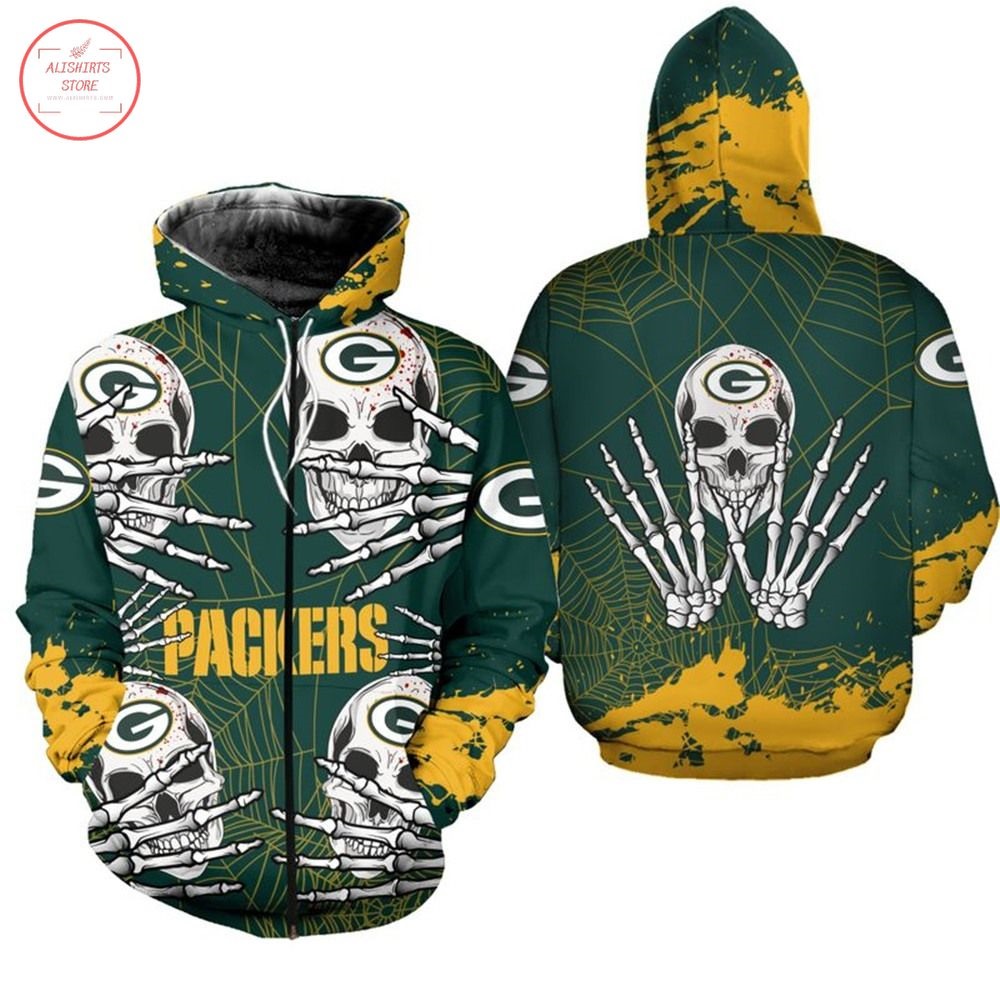 NFL Green Bay Packers Skull Halloween Hoodie