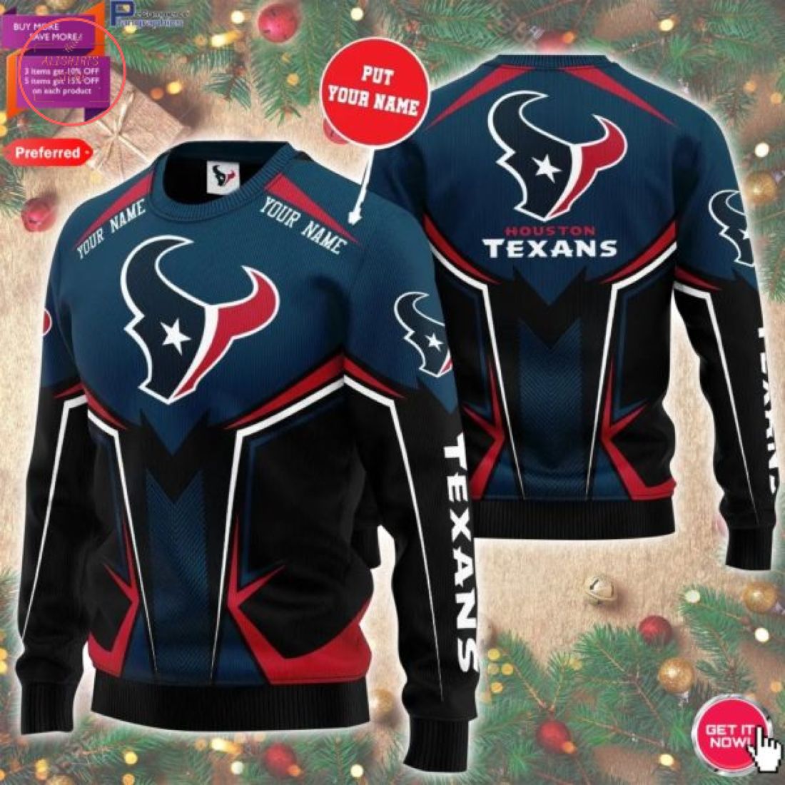 NFL Houston Texans Personalized Sweater