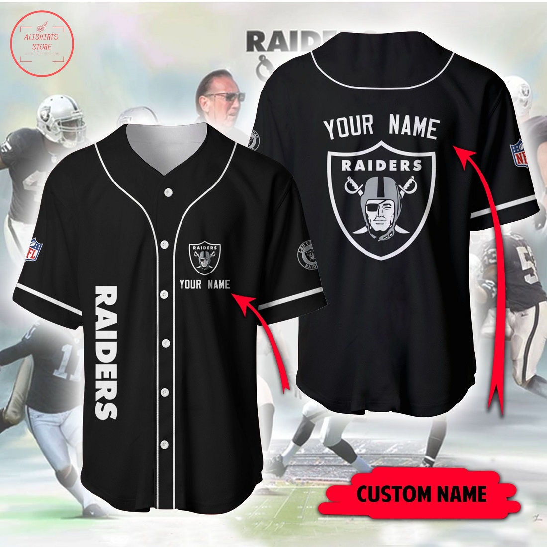 NFL Las Vegas Raiders Custom Name Baseball Jersey