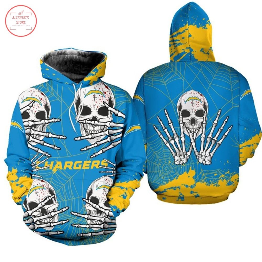 NFL Los Angeles Chargers Skull Halloween Hoodie