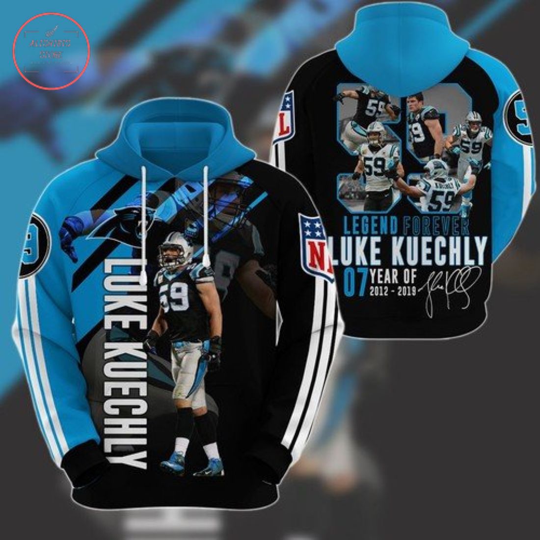 NFL Luke Kuechly Carolina Panthers Personalized Hoodie 3D