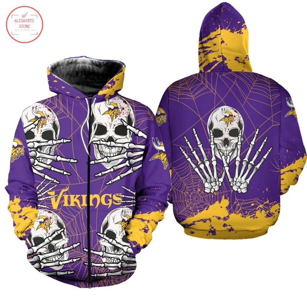 NFL Minnesota Vikings Skull Halloween Hoodie