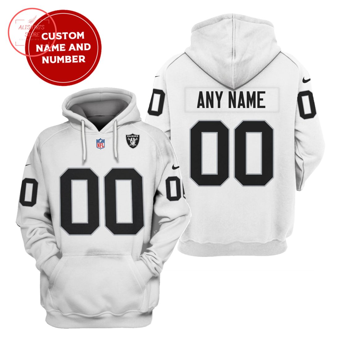 NFL Oakland Raiders Personalized White Shirt and Hoodie