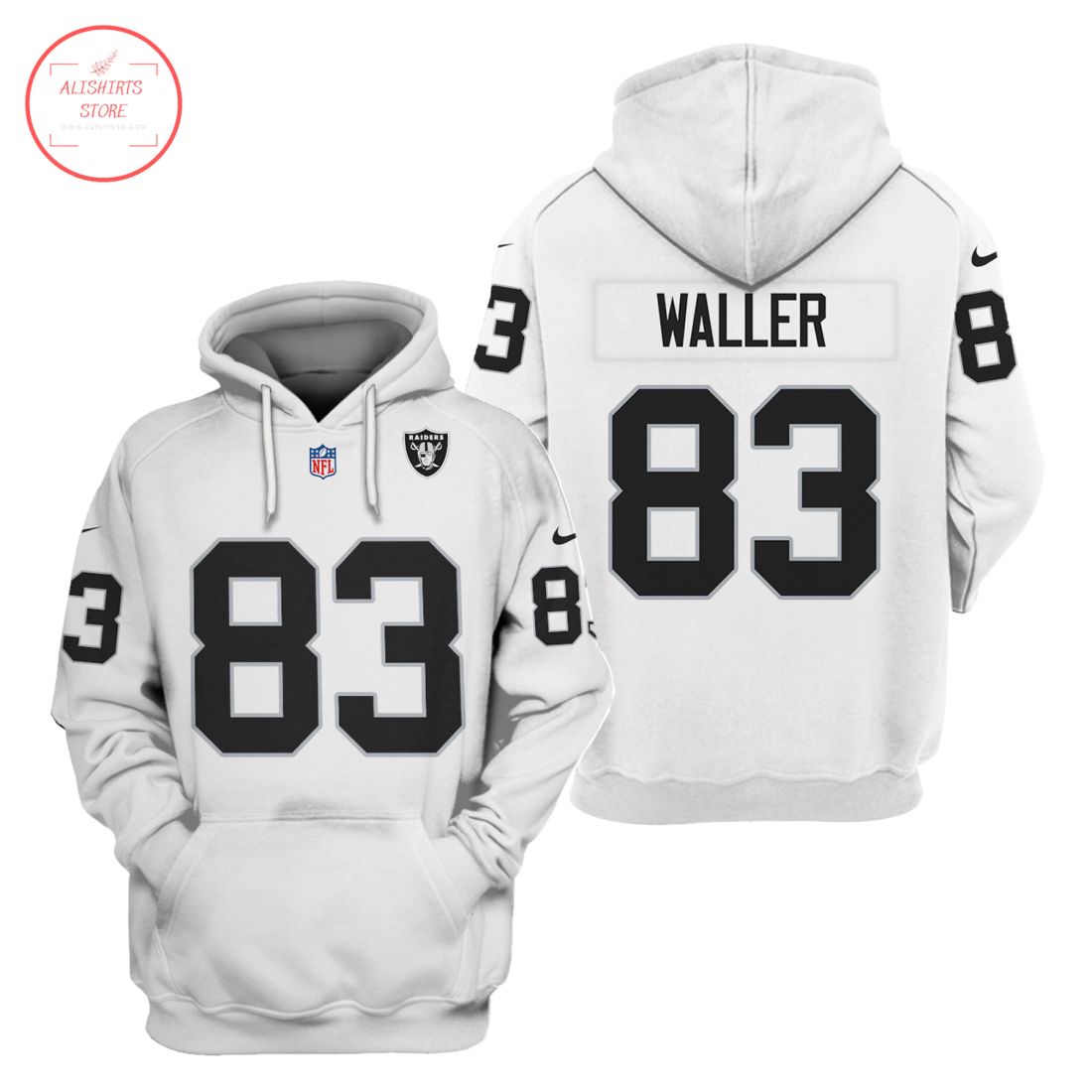 NFL Oakland Raiders Waller White Shirt and Hoodie