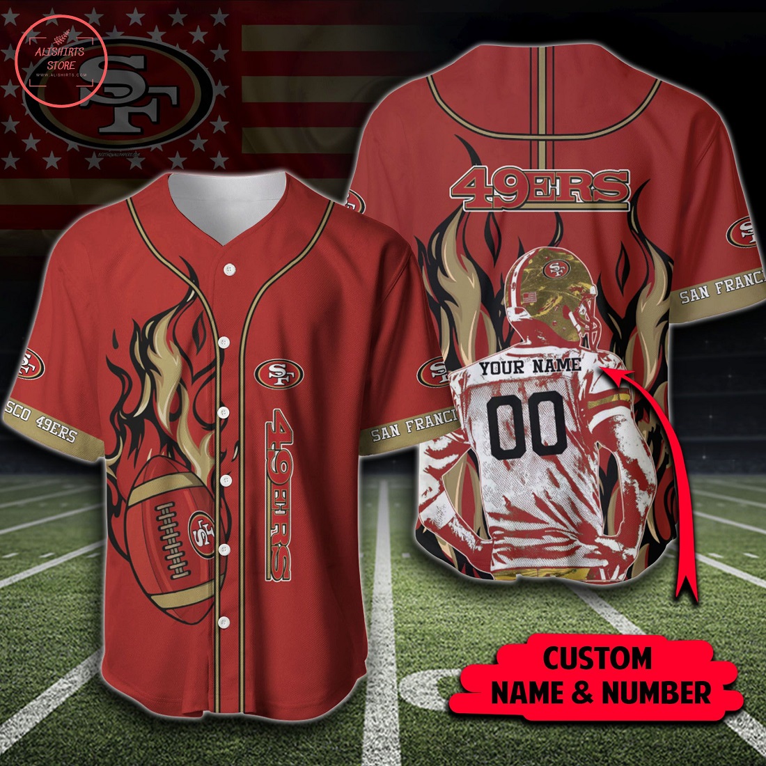 NFL San Francisco 49ers Personalized Baseball Jersey