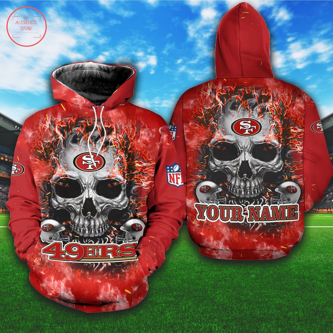 NFL San Francisco 49ers Personalized Skull Hoodie 3D