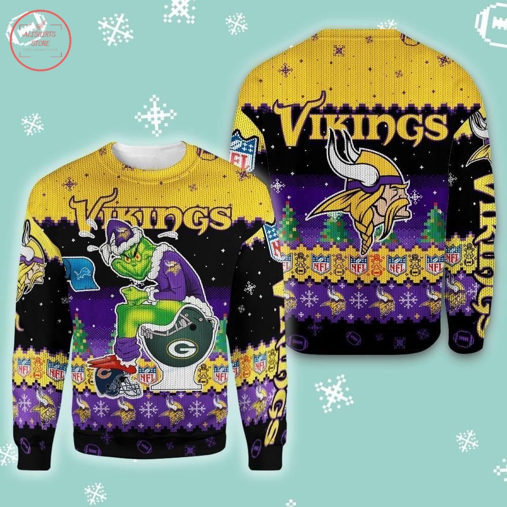 NFL Vikings Minnesota Ugly Christmas Grinch Sweater