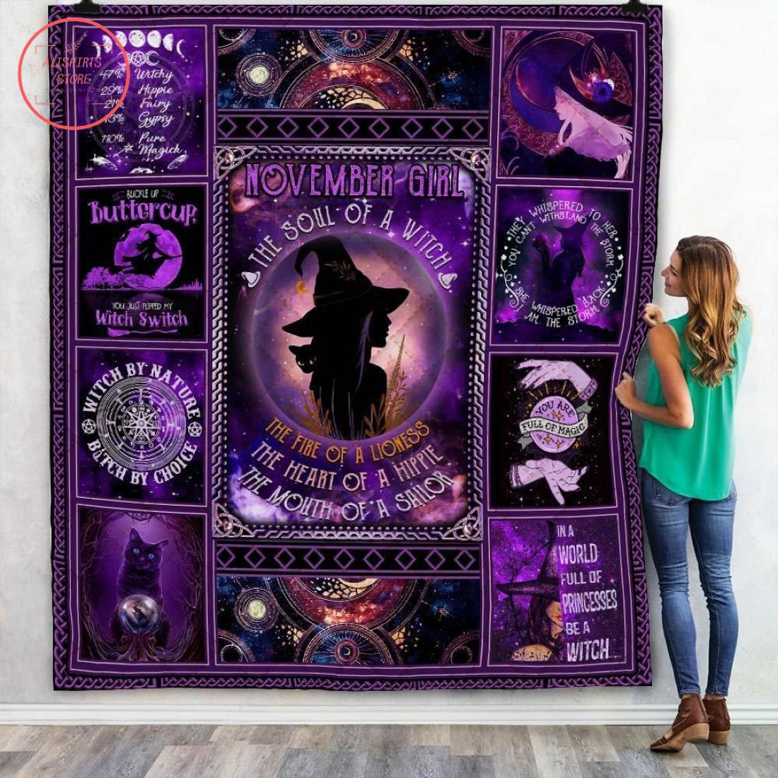 November Girl Of A Witch Halloween Bedding Set