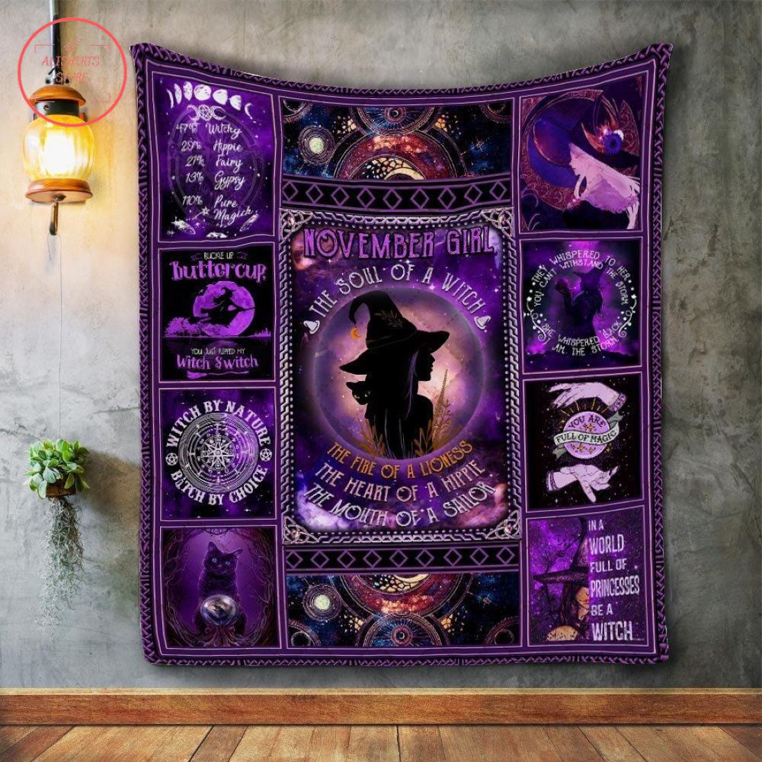 November Girl Of A Witch Halloween Bedding Set