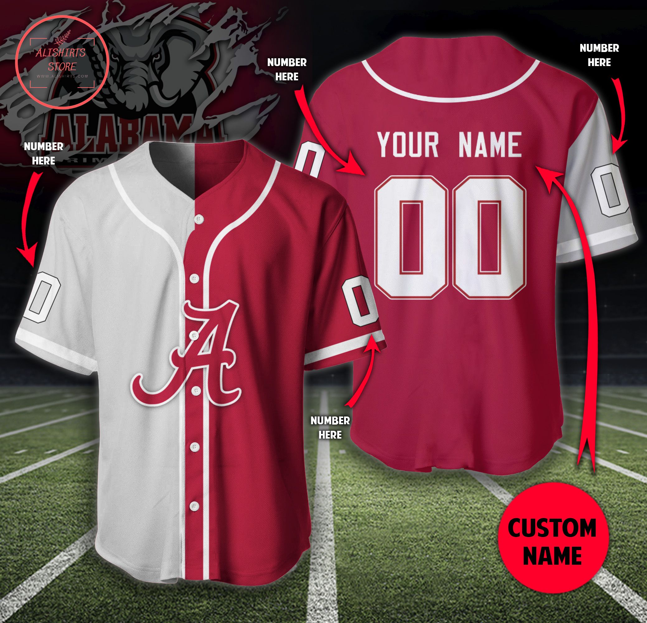 Personalized Alabama Crimson Tide Baseball Jersey