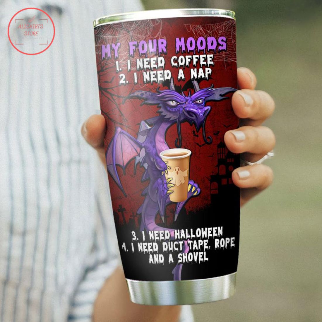 Personalized Four Moods Violet Dragon Halloween Tumbler