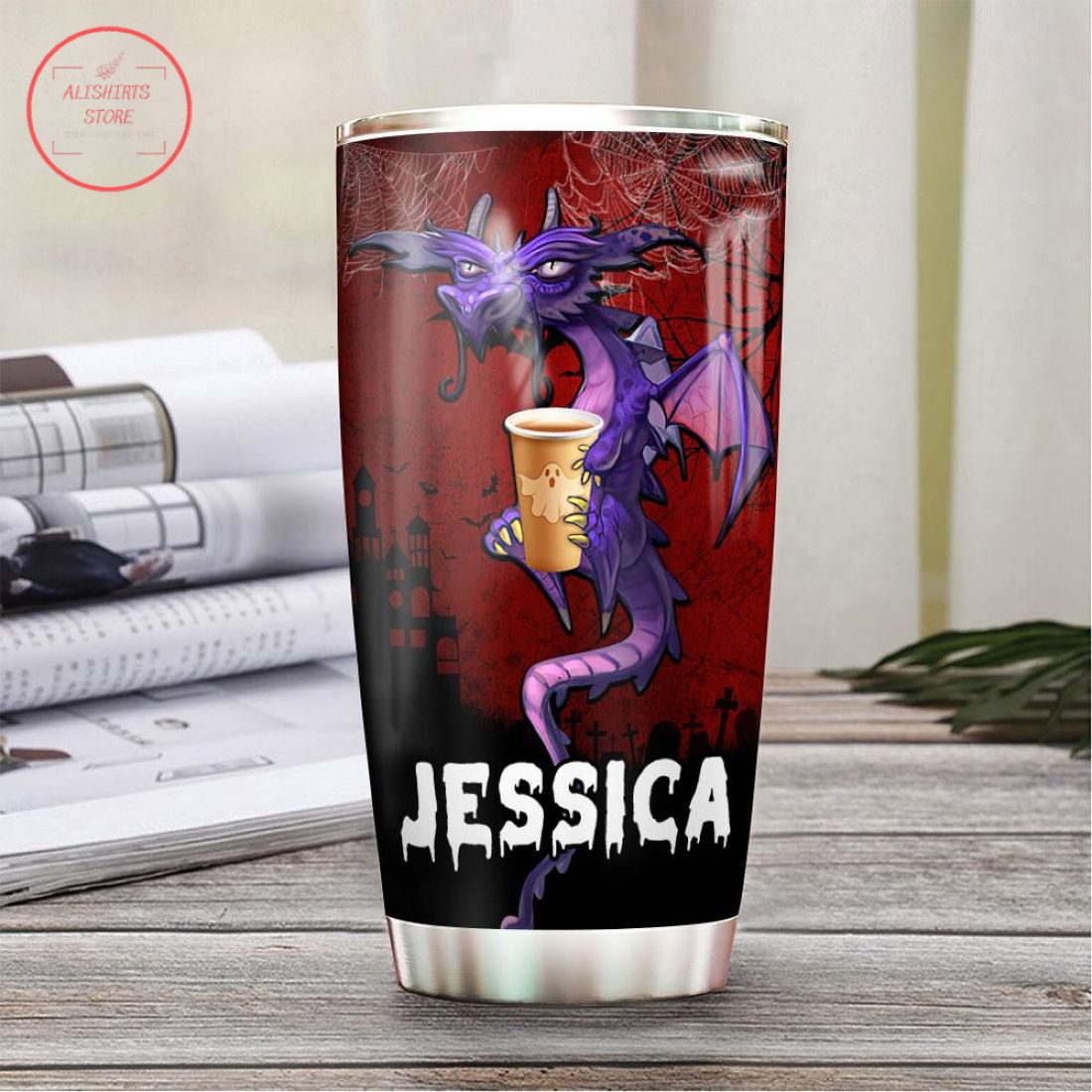 Personalized Four Moods Violet Dragon Halloween Tumbler