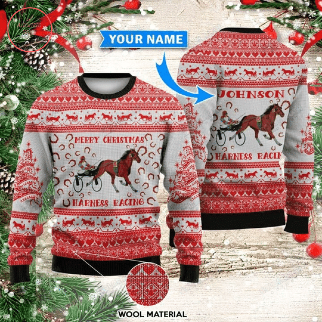 Personalized Harness Racing Christmas Sweater