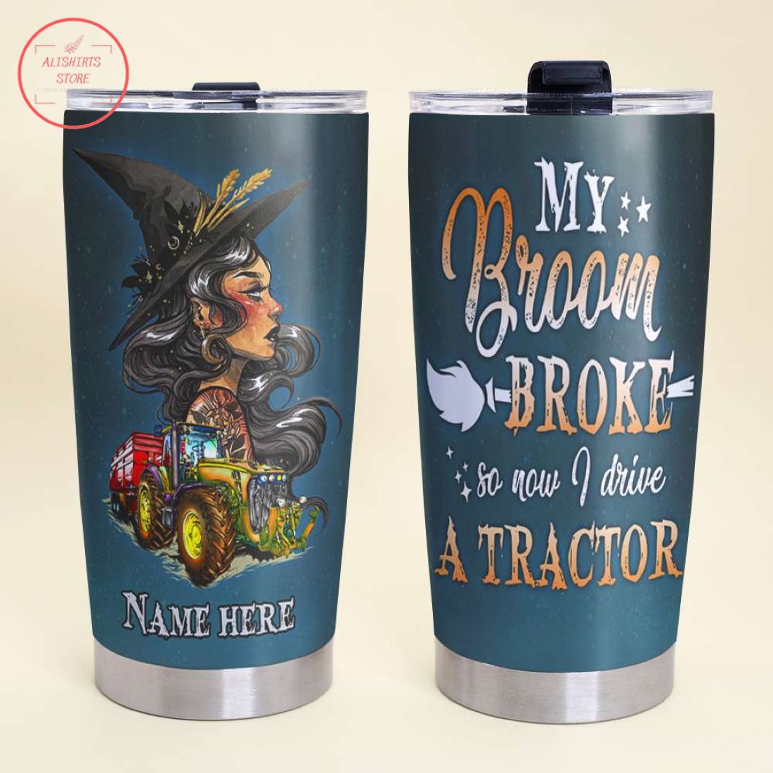 Personalized I Drive A Tractor Halloween Tumbler