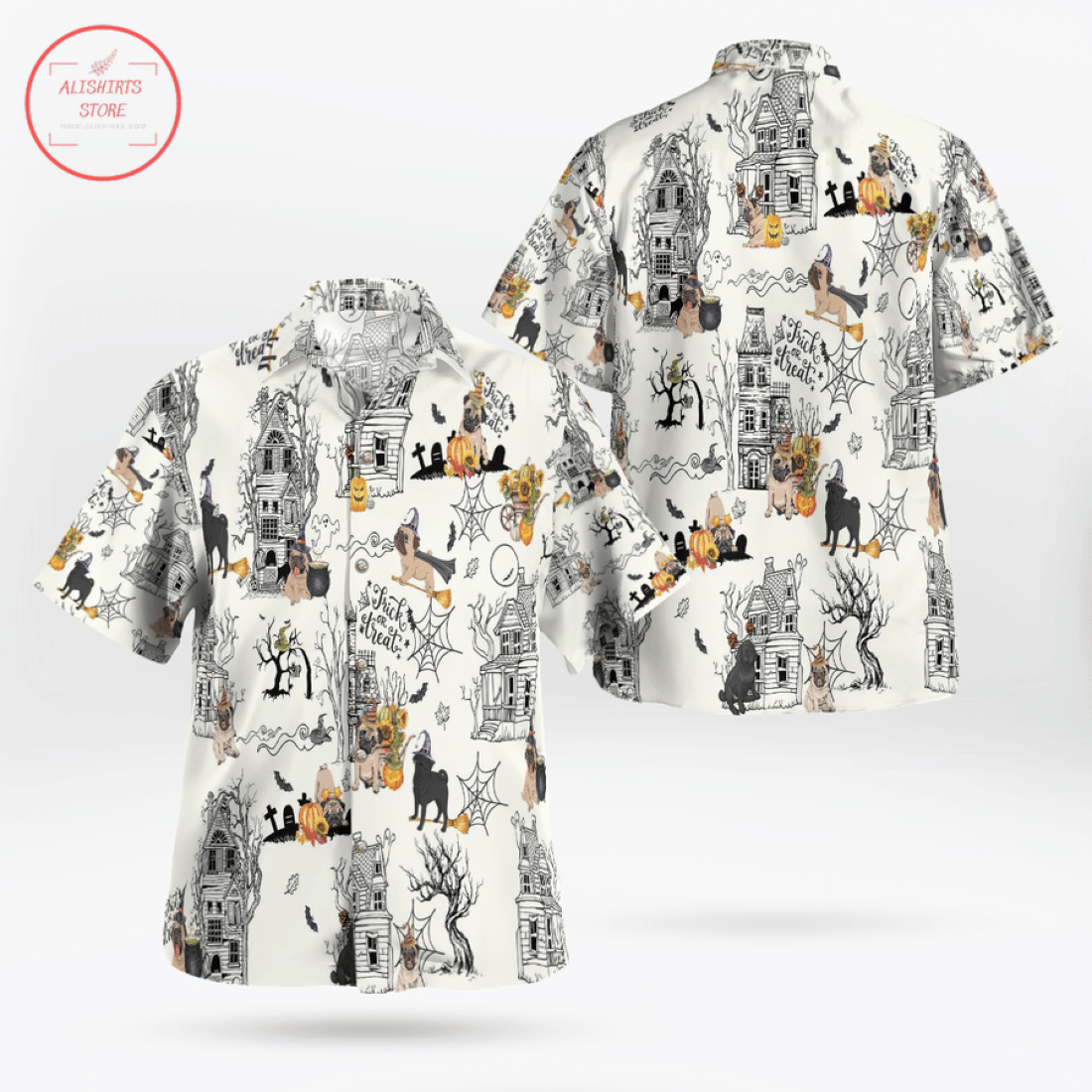 Pug Pumpkin Halloween Hawaiian Shirt