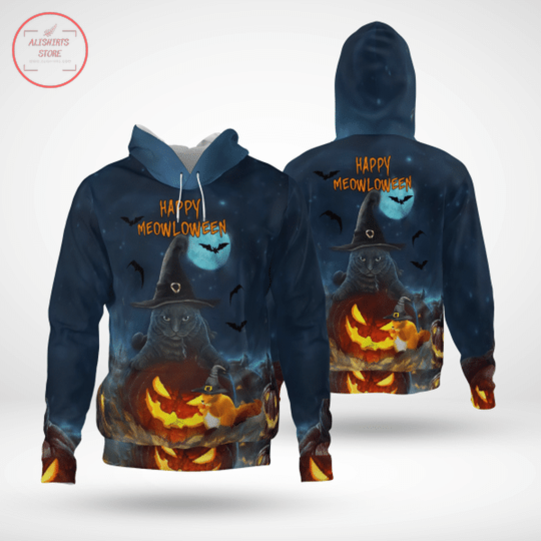 Pumpkin Cat Meow Magic Halloween Hoodie 3D