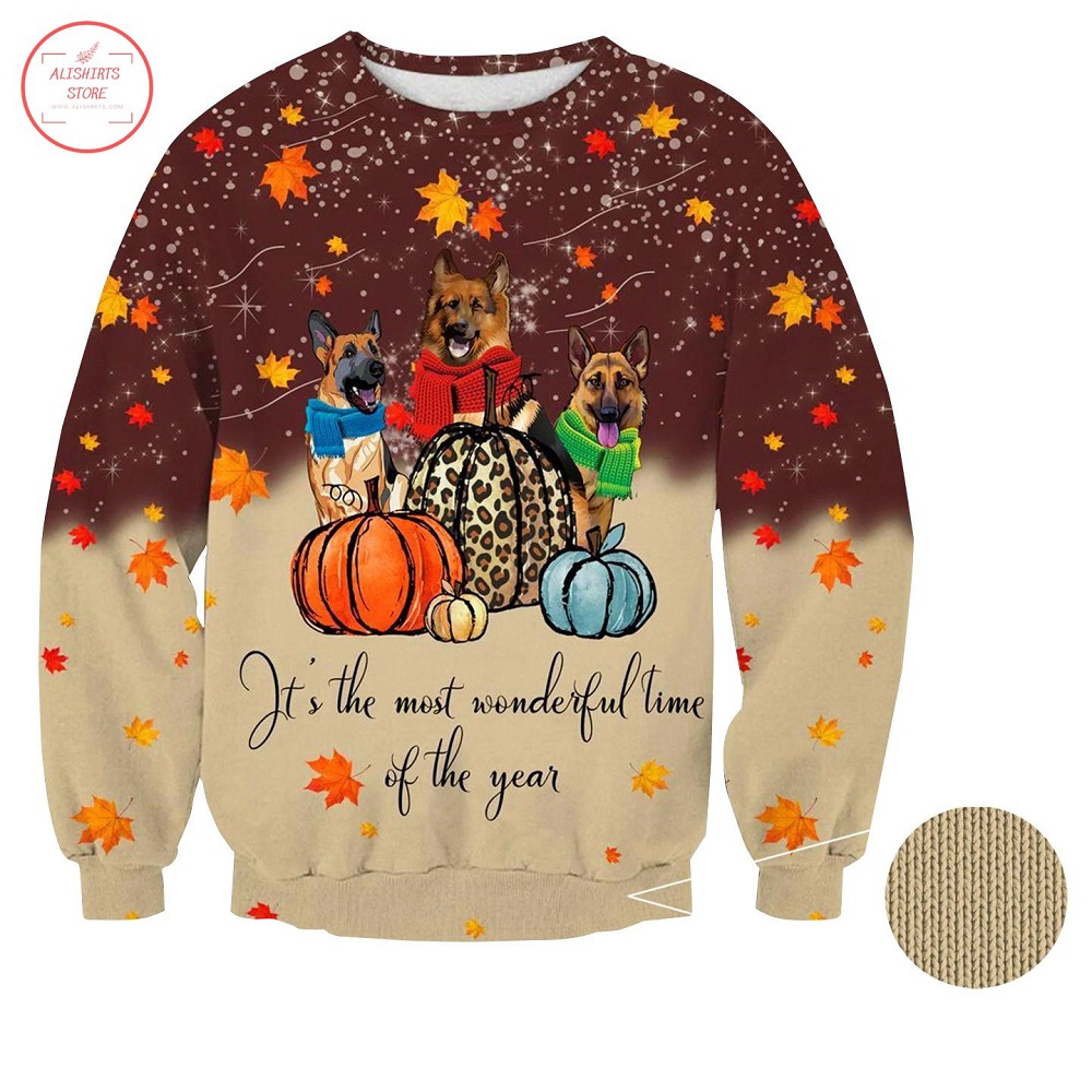 Pumpkins Dogs It's The Wonderful Time Of The Year Sweater