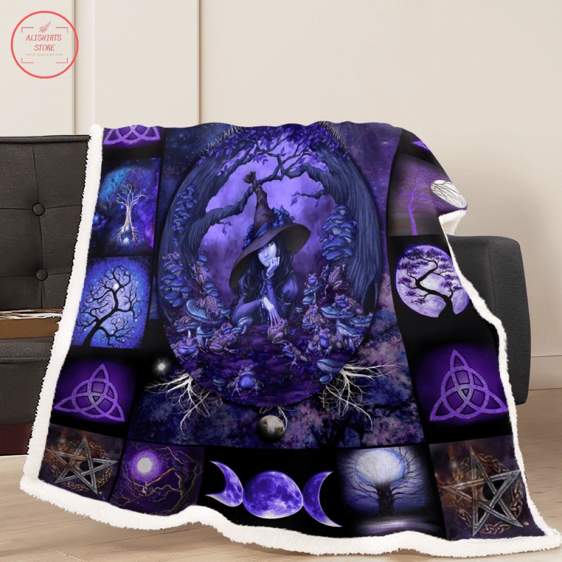 Purple Witch Halloween Fleece Blanket