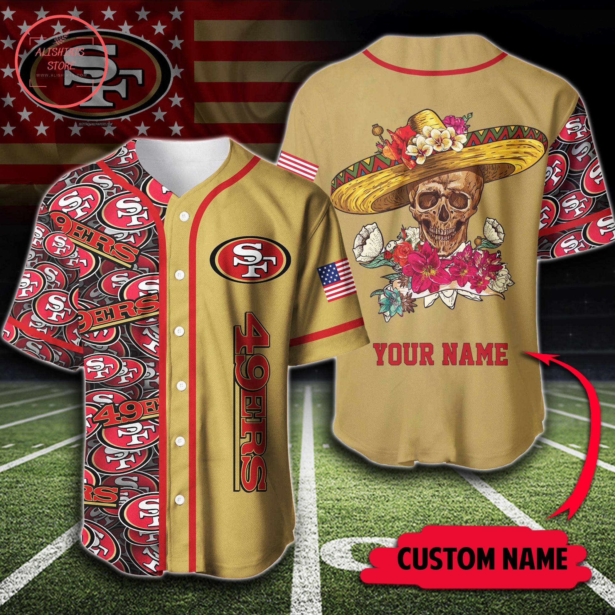 San Francisco 49ers Perseonalized Baseball Jersey