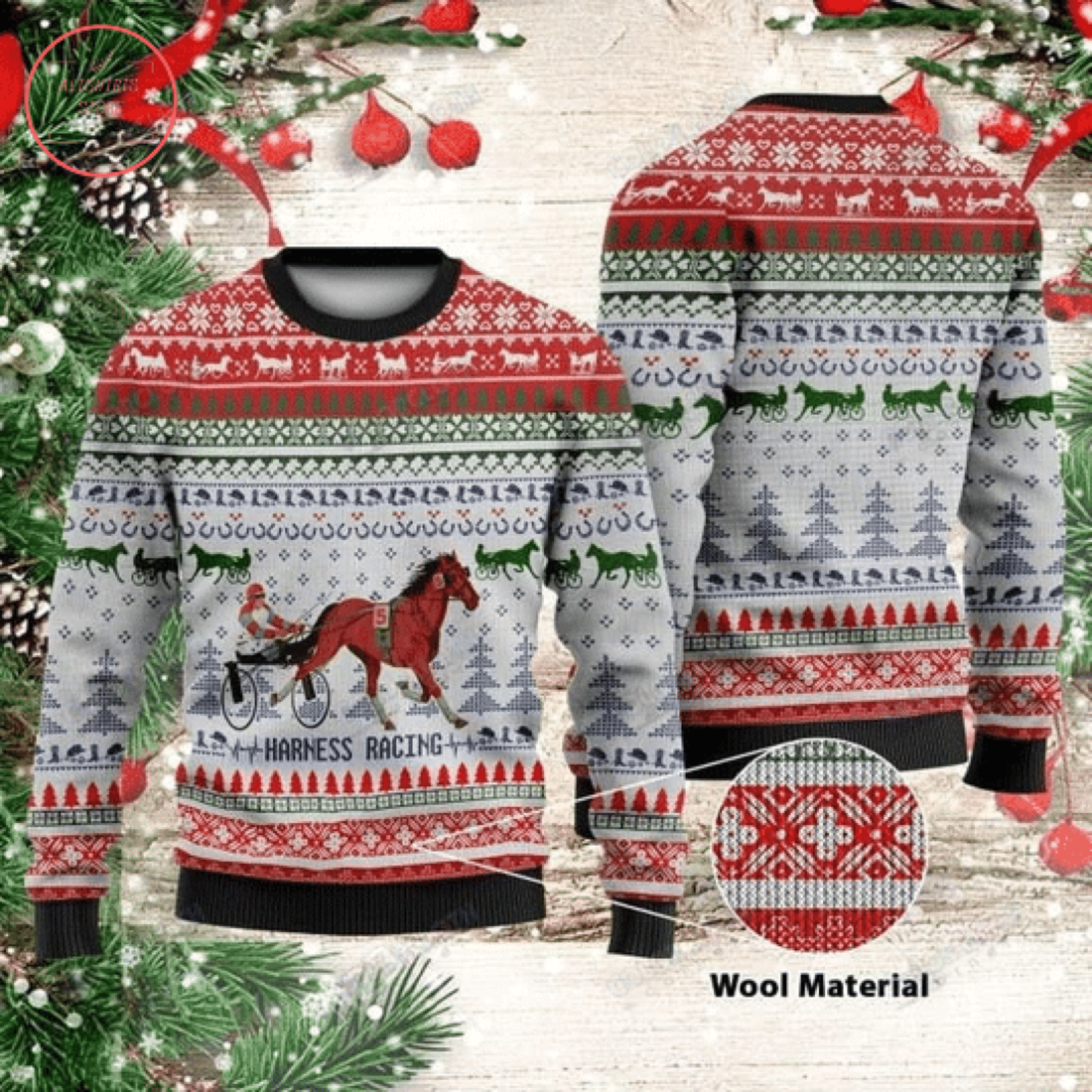 Show Jumping Lover Wool Christmas Sweater
