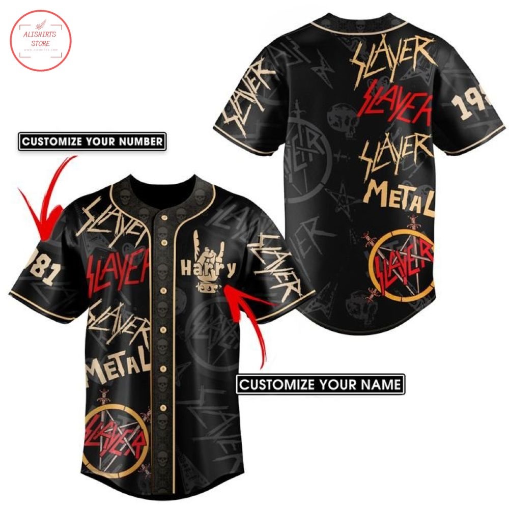 Slayer Band Custom Name Baseball Jersey