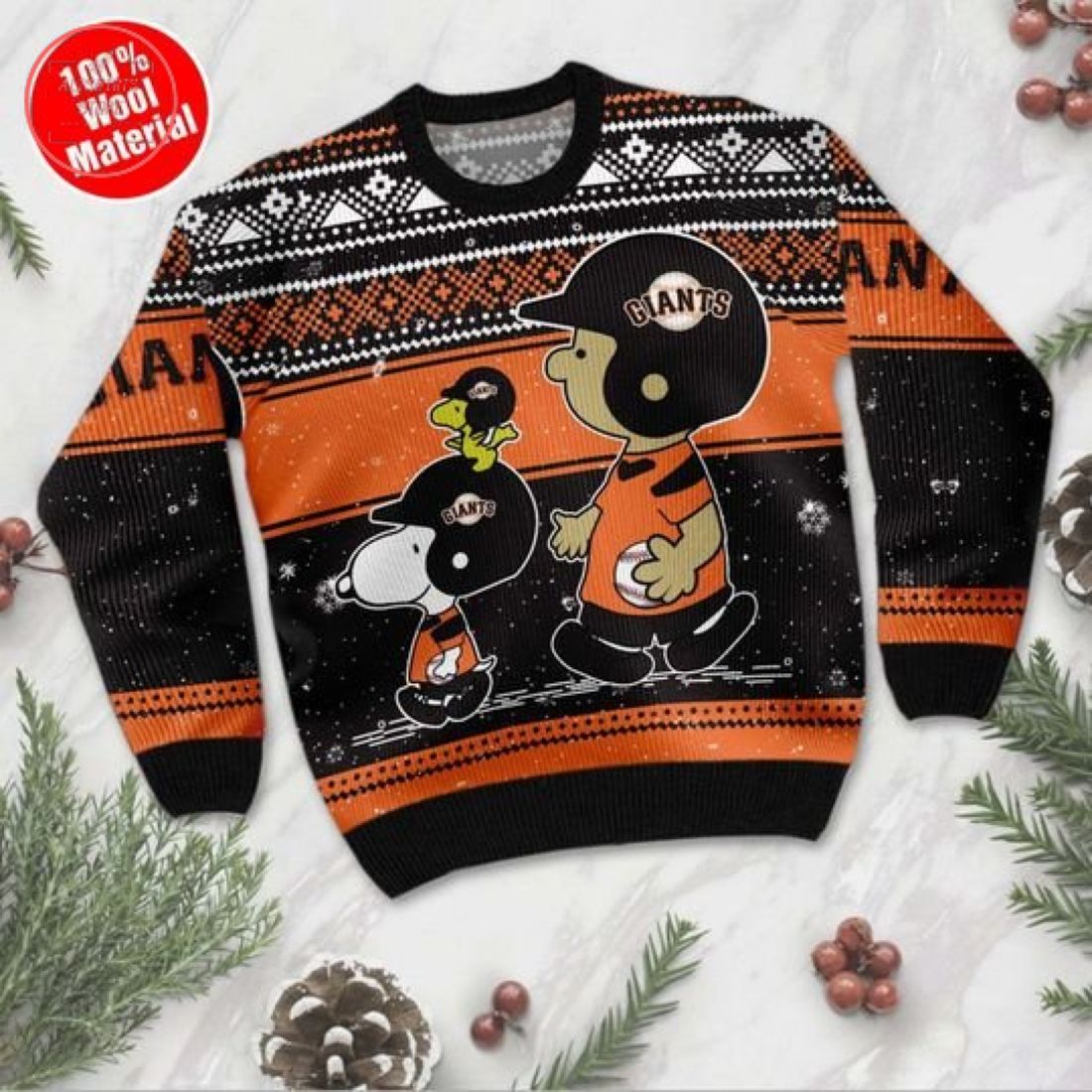 Snoopy San Francisco Giants Ugly Christmas Sweater
