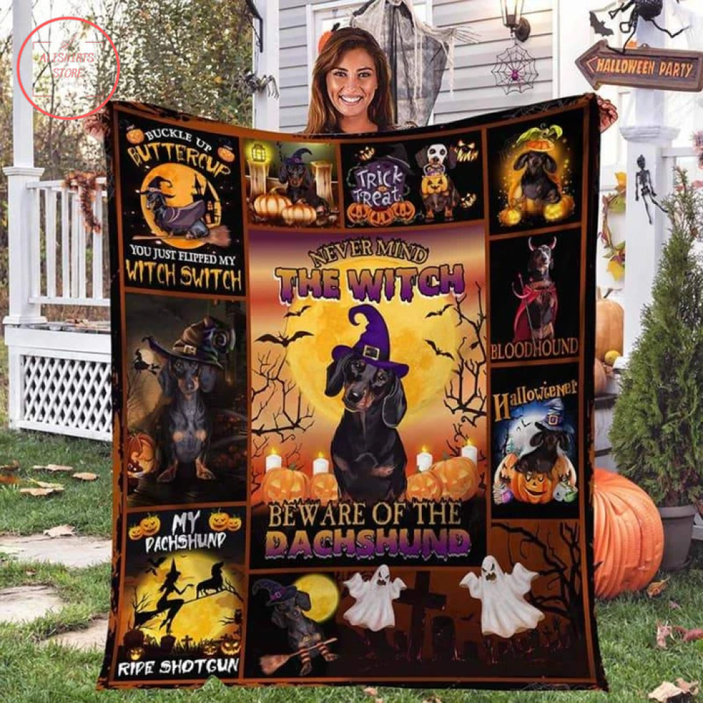 The Witch Dachshund Halloween Blanket