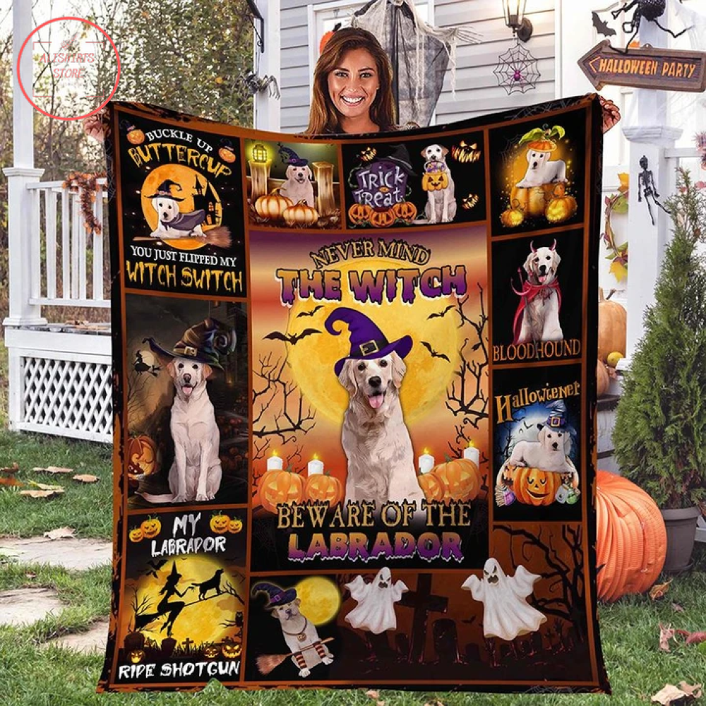 The Witch Labrador Halloween Blanket