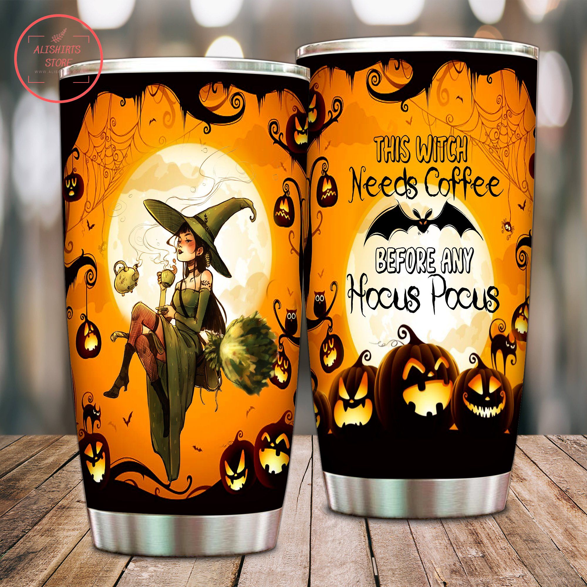 This Witch Needs Coffee Halloween Tumbler