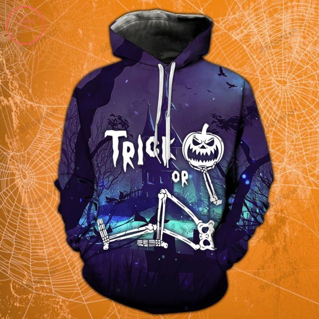 Trick Or Treat Skeleton Blue Halloween Hoodie