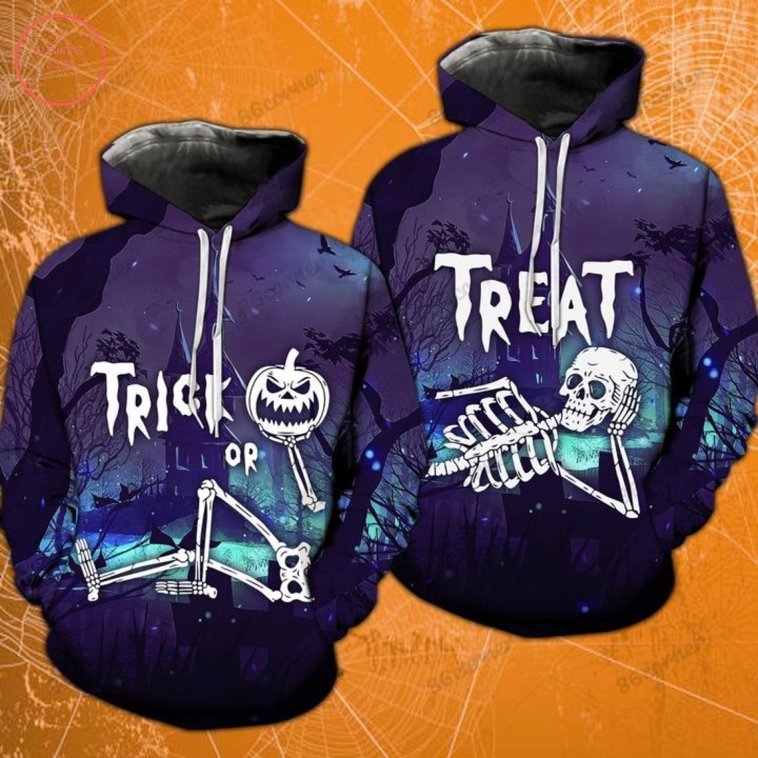 Trick Or Treat Skeleton Blue Halloween Hoodie