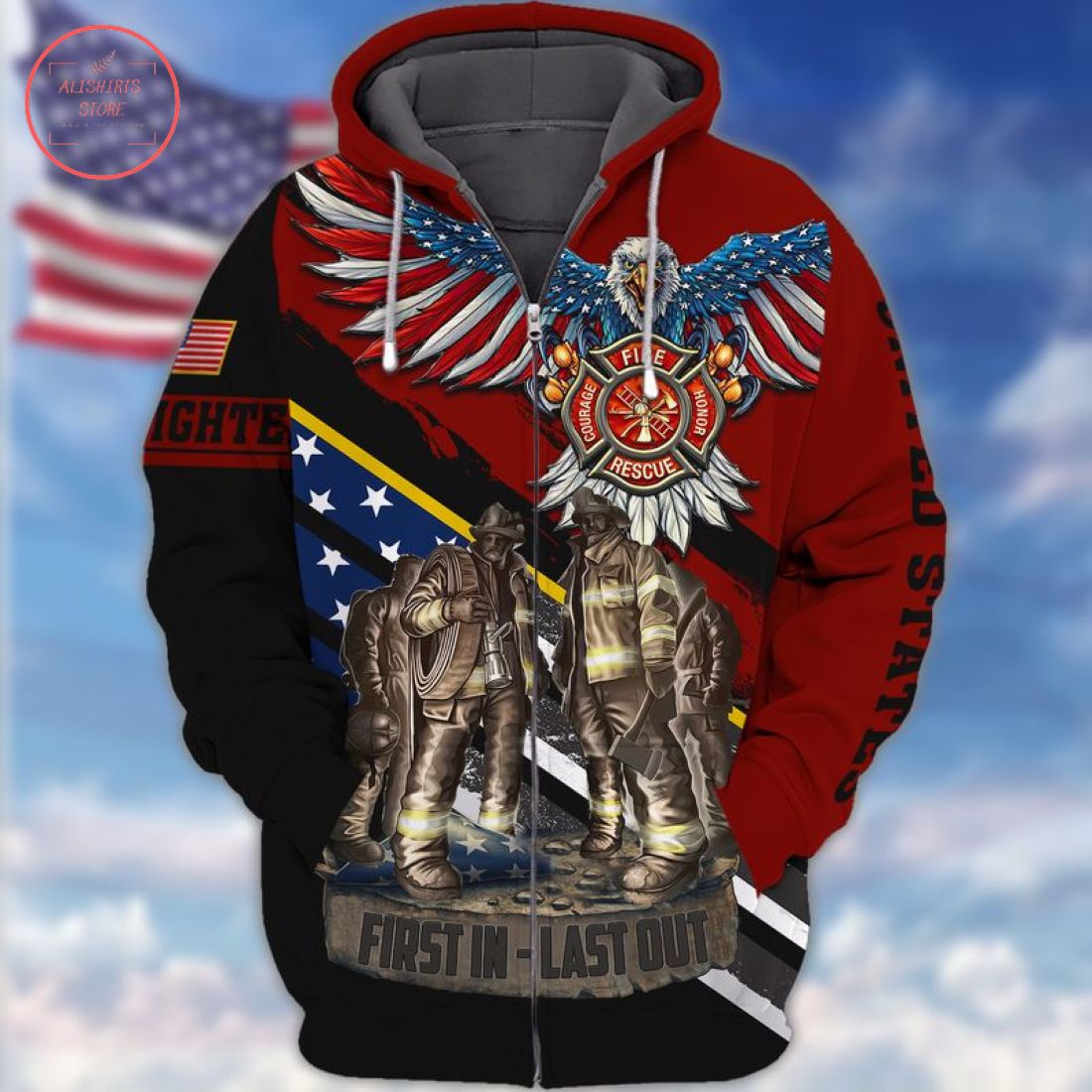 U.S Eagle Fire Fighter Hoodie 3D