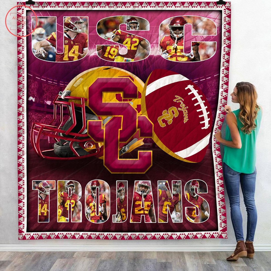USC Trojans NCAA Football Quilt Blanket