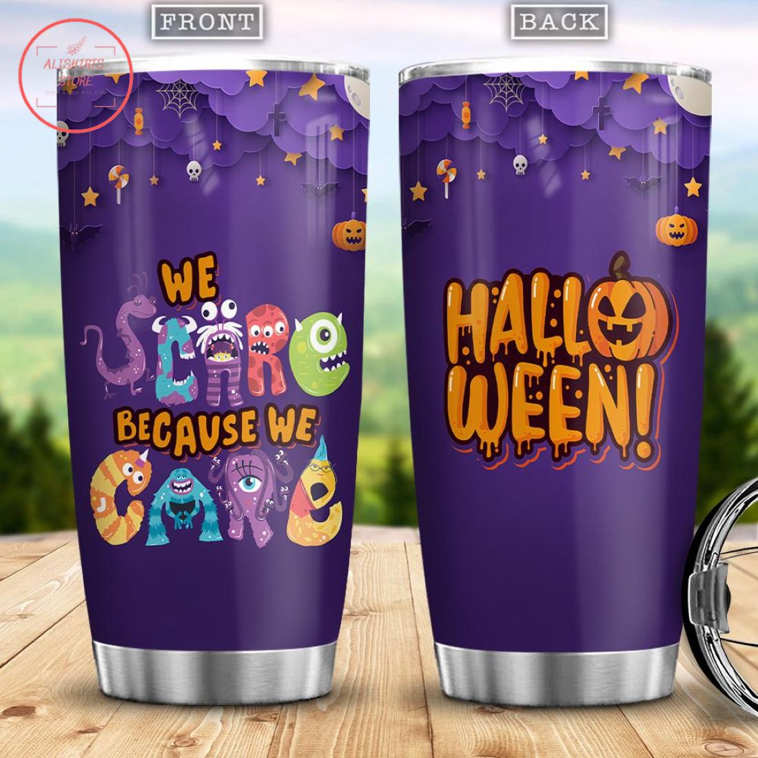 We Scare Because We Care Halloween Tumbler