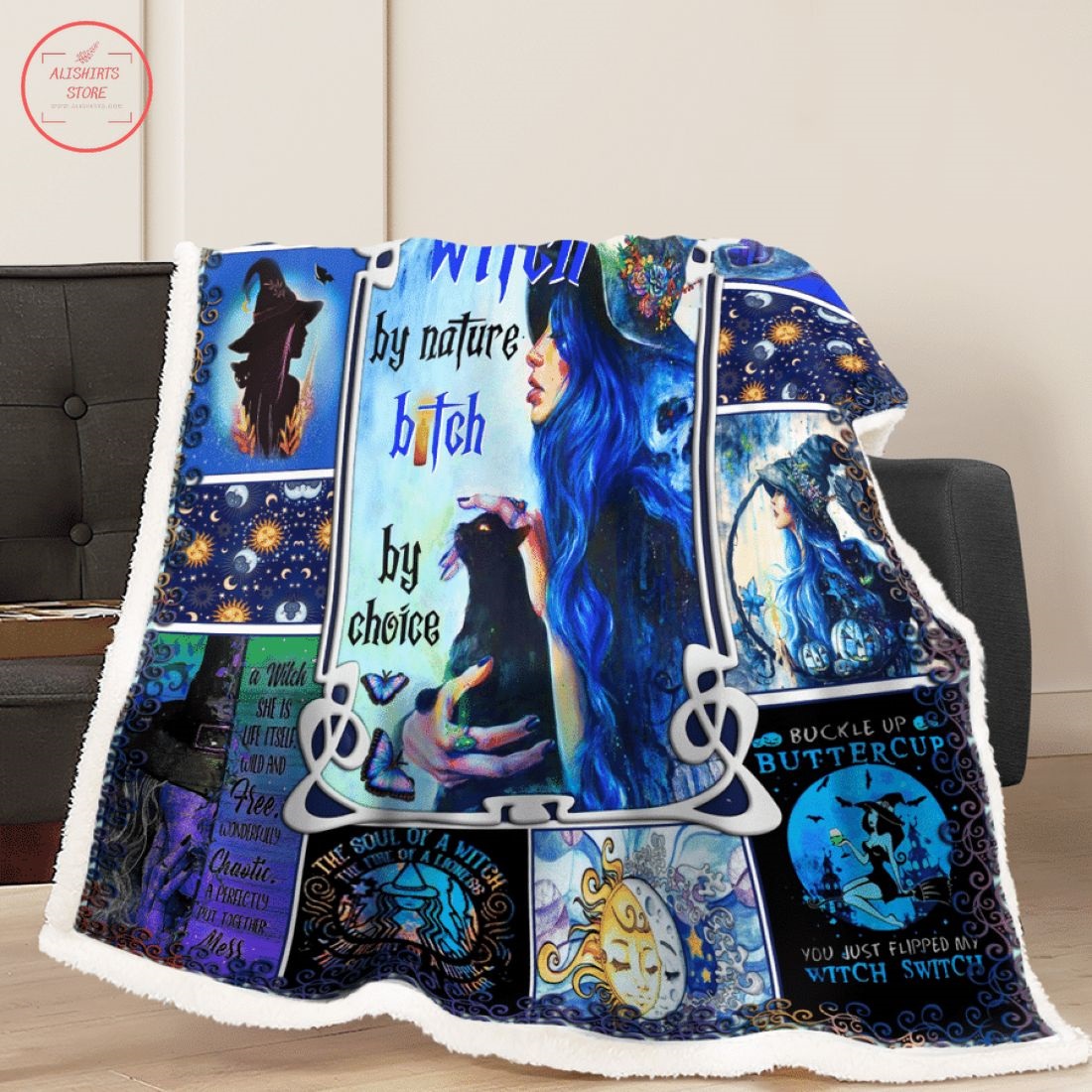 Witch By Nature Bitch Halloween Blanket