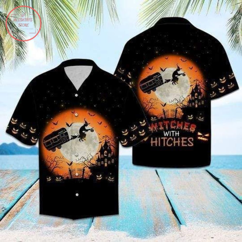 Witches Hitches Halloween Hawaiian Shirts
