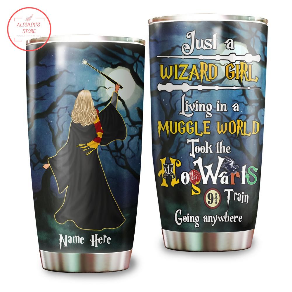 Witches Just A Wizard Girl Personalized Halloween Tumbler